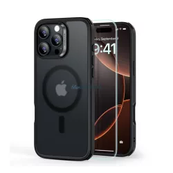   ESR HYBRID HALOLOCK szilikon telefonvédő (ütésállóság, légpárnás sarok, MagSafe + képernyővédő üveg) ÁTLÁTSZÓ/FEKETE Apple iPhone 16 Pro Max