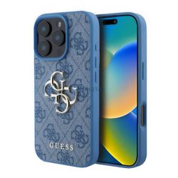   GUESS 4G BIG LOGO szilikon telefonvédő (ütésállóság, bőr hatású hátlap) VILÁGOSKÉK Apple iPhone 16 Pro