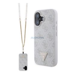   GUESS LEATHER METAL LOGO STRASS CROSSBODY szilikon telefonvédő (ütésállóság, bőr hatású hátlap + vállpánt) RÓZSASZÍN Apple iPhone 16