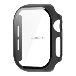 Műanyag keret (BUMPER, ütésállóság + kijelzővédő üveg) FEKETE Apple Watch Series 10 46mm