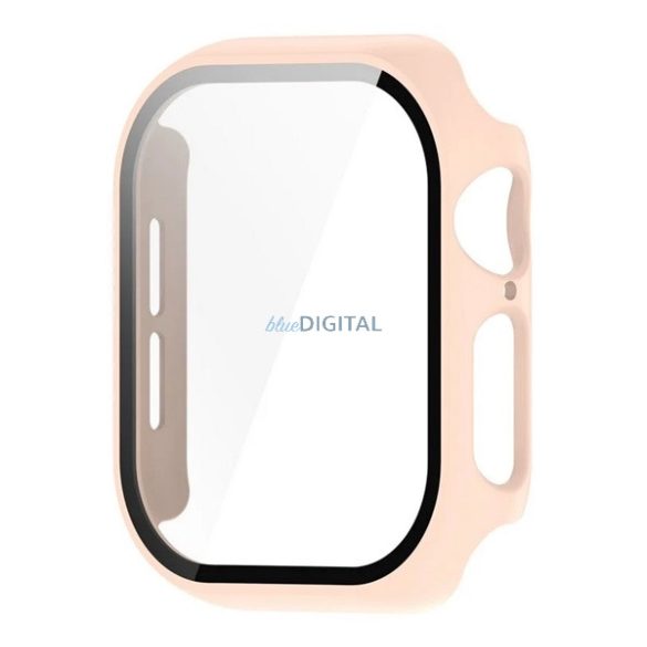 Műanyag keret (BUMPER, ütésállóság + kijelzővédő üveg) RÓZSASZÍN Apple Watch Series 10 42mm