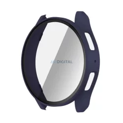   Műanyag keret (BUMPER, ütésállóság + kijelzővédő üveg) SÖTÉTKÉK Samsung Galaxy Watch 7 eSIM 44mm (SM-L315), Galaxy Watch 7 44mm (SM-L310)