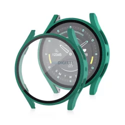   Műanyag keret (BUMPER, ütésállóság + kijelzővédő üveg) SÖTÉTZÖLD Samsung Galaxy Watch 7 eSIM 40mm (SM-L305), Galaxy Watch 7 40mm (SM-L300)
