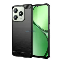   Szilikon telefonvédő (ütésállóság, légpárnás sarok, szálcsiszolt, karbon minta) FEKETE Realme C63 4G, C61 4G
