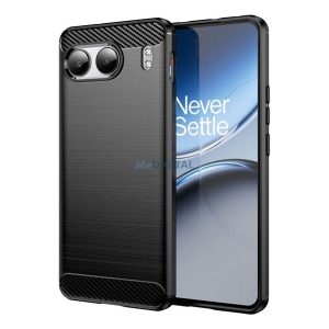 Szilikon telefonvédő (ütésállóság, légpárnás sarok, szálcsiszolt, karbon minta) FEKETE OnePlus Nord 4