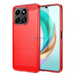   Szilikon telefonvédő (ütésállóság, légpárnás sarok, szálcsiszolt, karbon minta) PIROS Honor X6b