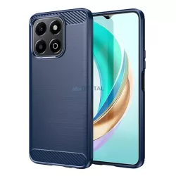  Szilikon telefonvédő (ütésállóság, légpárnás sarok, szálcsiszolt, karbon minta) SÖTÉTKÉK Honor X6b