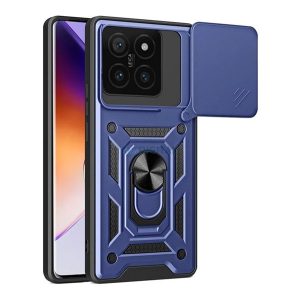 Defender szilikon telefonvédő (ütésállóság, tartógyűrű, kameravédő) SÖTÉTKÉK Xiaomi 14T 5G