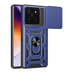 Defender szilikon telefonvédő (ütésállóság, tartógyűrű, kameravédő) SÖTÉTKÉK Xiaomi 14T Pro 5G