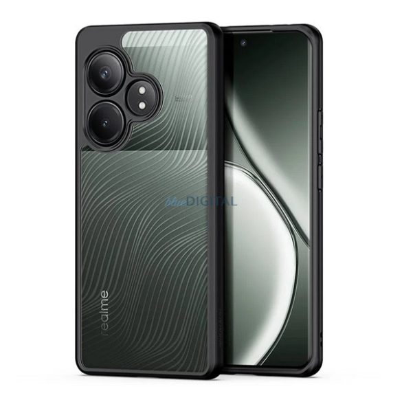 DUX DUCIS AIMO szilikon telefonvédő (ütésállóság, kameravédő, matt, hullám) FEKETE Realme GT 6T 5G, GT 6 5G