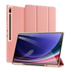   DUX DUCIS DOMO tok álló, bőr hatású (aktív FLIP, oldalra nyíló, TRIFOLD, asztali tartó, ceruza tartó) RÓZSASZÍN Samsung Galaxy Tab S10 Ultra LTE (SM-X926B), Galaxy Tab S10 Ultra WIFI (SM-X
