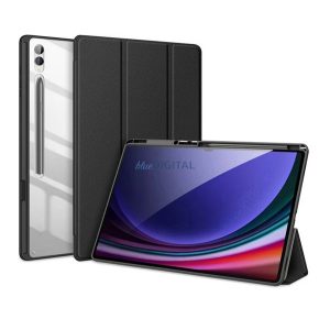 DUX DUCIS TOBY tok álló, bőr hatású (aktív FLIP, oldalra nyíló, TRIFOLD, asztali tartó, ceruza tartó) FEKETE Samsung Galaxy Tab S10 Ultra LTE (SM-X926B), Galaxy Tab S10 Ultra WIFI (SM-X920)