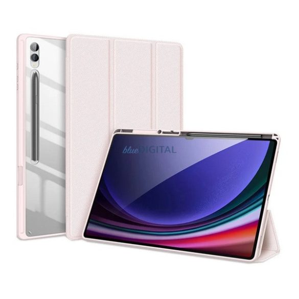 DUX DUCIS TOBY tok álló, bőr hatású (aktív FLIP, oldalra nyíló, TRIFOLD, asztali tartó, ceruza tartó) RÓZSASZÍN Samsung Galaxy Tab S10 Ultra LTE (SM-X926B), Galaxy Tab S10 Ultra WIFI (SM-X