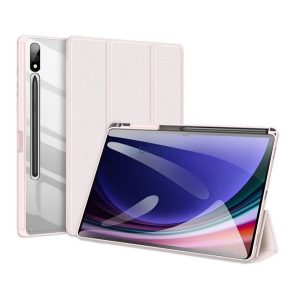 DUX DUCIS TOBY tok álló, bőr hatású (aktív FLIP, oldalra nyíló, TRIFOLD, asztali tartó, ceruza tartó) RÓZSASZÍN Samsung Galaxy Tab S10 Plus LTE (SM-X826B), Galaxy Tab S10 Plus WIFI (SM-X82