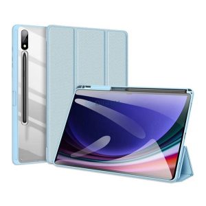 DUX DUCIS TOBY tok álló, bőr hatású (aktív FLIP, oldalra nyíló, TRIFOLD, asztali tartó, ceruza tartó) VILÁGOSKÉK Samsung Galaxy Tab S10 Plus LTE (SM-X826B), Galaxy Tab S10 Plus WIFI (SM-X8