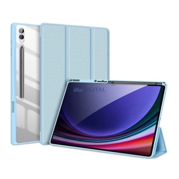 DUX DUCIS TOBY tok álló, bőr hatású (aktív FLIP, oldalra nyíló, TRIFOLD, asztali tartó, ceruza tartó) VILÁGOSKÉK Samsung Galaxy Tab S10 Ultra LTE (SM-X926B), Galaxy Tab S10 Ultra WIFI (SM-