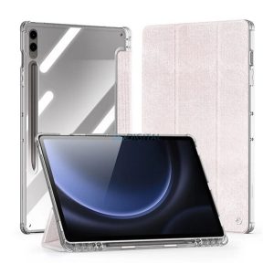 DUX DUCIS UNID tok álló, textil hatású (aktív FLIP, oldalra nyíló, TRIFOLD, asztali tartó, ceruza tartó) RÓZSASZÍN Samsung Galaxy Tab S10 Plus LTE (SM-X826B), Galaxy Tab S10 Plus WIFI (SM-X