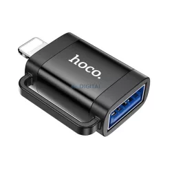   HOCO UA31A adapter (USB aljzat - lightning, adatátvitel és töltés, OTG) FEKETE