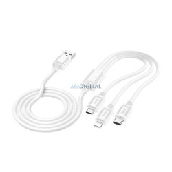   HOCO X74 töltőkábel 3in1 (USB - lightning/microUSB/Type-C, 2A, 100cm) FEHÉR