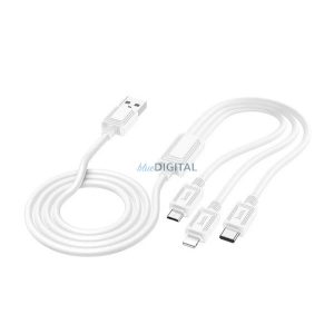HOCO X74 töltőkábel 3in1 (USB - lightning/microUSB/Type-C, 2A, 100cm) FEHÉR