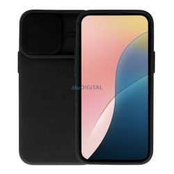   Szilikon telefonvédő (matt, mikrofiber plüss belső, kameravédő) FEKETE Apple iPhone 16 Pro