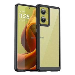 Szilikon telefonvédő (ütésállóság, átlátszó hátlap) FEKETE Motorola Moto G85 5G