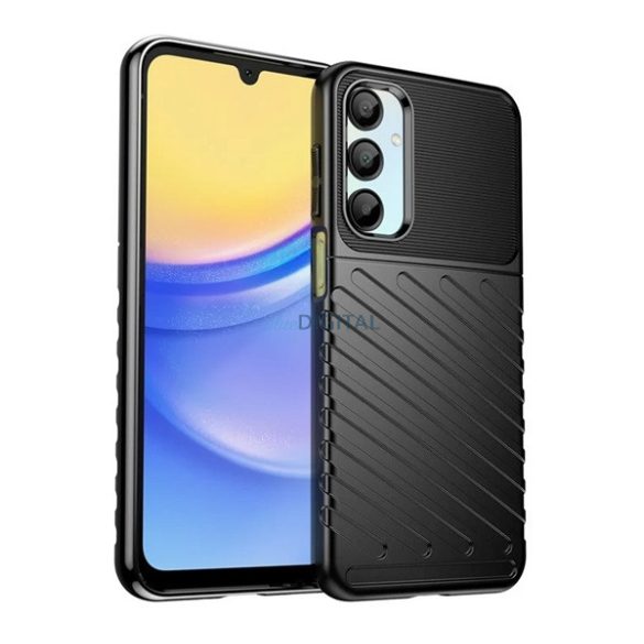 Szilikon telefonvédő (ütésállóság, csíkos, dombor minta) FEKETE Samsung Galaxy A16 (SM-A166)