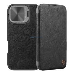  NILLKIN QIN PROP tok álló, bőr hatású (FLIP, oldalra nyíló, kártyazseb, kameravédő, kitámasztó) FEKETE Apple iPhone 16 5G