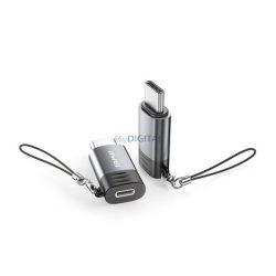   AWEI A12 adapter (lightning aljzat - Type-C, adatátvitel és töltés, OTG) VILÁGOSSZÜRKE