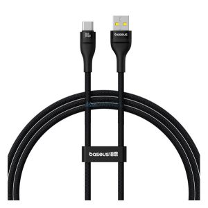 BASEUS FLASH 2 adatkábel (USB - Type-C, 100W, PD gyorstöltő, 100cm, törésgátló, cipőfűző) FEKETE