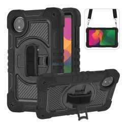   Defender műanyag telefonvédő (ütésállóság, kitámasztó, 360° + kézpánt, vállpánt) FEKETE Xiaomi Redmi Pad SE 8.7