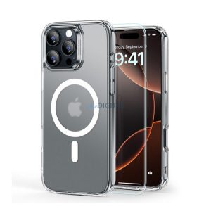 ESR HYBRID HALOLOCK szilikon telefonvédő (ütésállóság, légpárnás sarok, MagSafe, matt + képernyővédő üveg) ÁTLÁTSZÓ Apple iPhone 16 Pro Max 5G