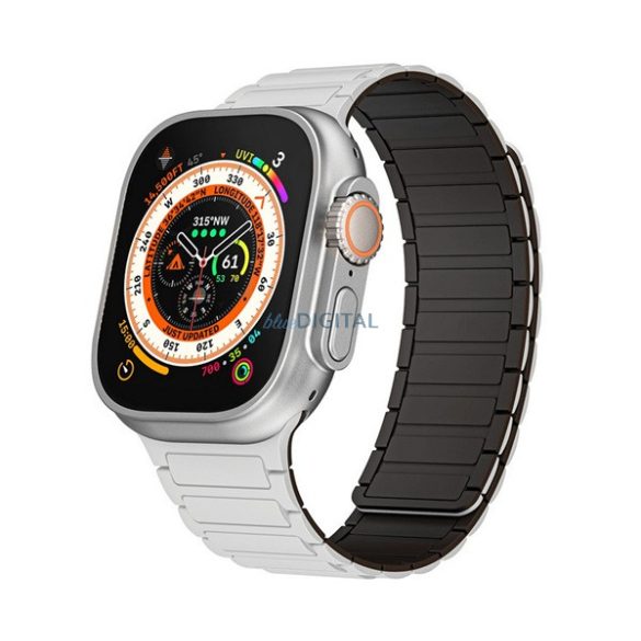 Pótszíj (egyedi méret, kicsi, szilikon, 3D, mágneses) FEHÉR/FEKETE Apple Watch Series 10 42mm, Watch Series 5 40mm, Watch Series 4 40mm