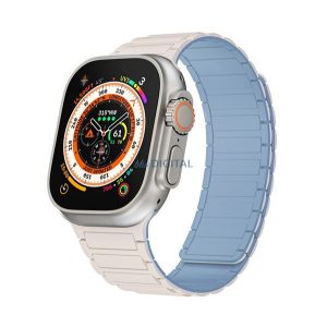 Pótszíj (egyedi méret, kicsi, szilikon, 3D, mágneses) FEHÉR/VILÁGOSKÉK Apple Watch Series 10 42mm, Watch Series 5 40mm, Watch Series 4 40mm