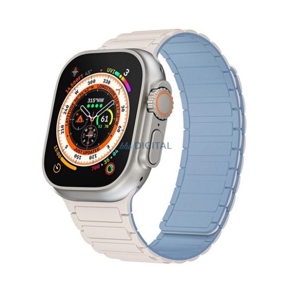 Pótszíj (egyedi méret, kicsi, szilikon, 3D, mágneses) FEHÉR/VILÁGOSKÉK Apple Watch Series 10 42mm, Watch Series 5 40mm, Watch Series 4 40mm