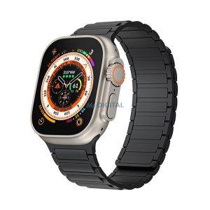 Pótszíj (egyedi méret, kicsi, szilikon, 3D, mágneses) FEKETE Apple Watch Series 10 42mm, Watch Series 5 40mm, Watch Series 4 40mm