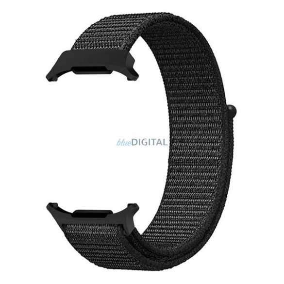 Pótszíj (egyedi méret, nylon, tépőzáras, légáteresztő) FEKETE Samsung Galaxy Watch Ultra eSIM 47mm (SM-L705)