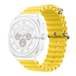   Pótszíj (egyedi méret, szilikon, állítható, hullám) CITROMSÁRGA Samsung Galaxy Watch Ultra eSIM 47mm (SM-L705)