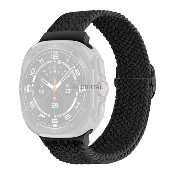 Pótszíj (egyedi méret, textil, szőtt minta) FEKETE Samsung Galaxy Watch Ultra eSIM 47mm (SM-L705)