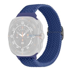 Pótszíj (egyedi méret, textil, szőtt minta) SÖTÉTKÉK Samsung Galaxy Watch Ultra eSIM 47mm (SM-L705)