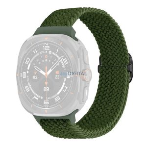 Pótszíj (egyedi méret, textil, szőtt minta) SÖTÉTZÖLD Samsung Galaxy Watch Ultra eSIM 47mm (SM-L705)