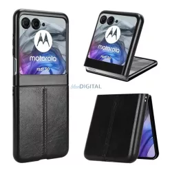   Szilikon telefonvédő (ütésállóság, bőr hatású, varrás minta) FEKETE Motorola Razr 50 5G