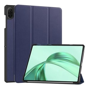 Tok álló, bőr hatású (aktív FLIP, oldalra nyíló, TRIFOLD, asztali tartó) SÖTÉTKÉK Honor Pad X8a