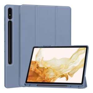 Tok álló, bőr hatású (aktív FLIP, oldalra nyíló, TRIFOLD, asztali tartó, ceruza tartó) LILA Samsung Galaxy Tab S10 Ultra LTE (SM-X926B), Galaxy Tab S10 Plus WIFI (SM-X820)