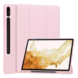   Tok álló, bőr hatású (aktív FLIP, oldalra nyíló, TRIFOLD, asztali tartó, ceruza tartó) RÓZSASZÍN Samsung Galaxy Tab S10 Plus LTE (SM-X826B), Galaxy Tab S10 Plus WIFI (SM-X820)