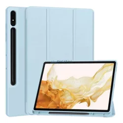   Tok álló, bőr hatású (aktív FLIP, oldalra nyíló, TRIFOLD, asztali tartó, ceruza tartó) VILÁGOSKÉK Samsung Galaxy Tab S10 Plus LTE (SM-X826B), Galaxy Tab S10 Plus WIFI (SM-X820)