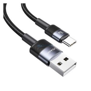 USAMS SY adatkábel (USB - Type-C, 6A, PD gyorstöltő, 120cm, cipőfűző) FEKETE