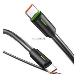   USAMS YU adatkábel (Type-C - Type-C, 60W, gyorstöltő, 100cm, cipőfűző) FEKETE