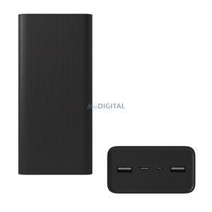 XIAOMI vésztöltő 2 USB+Type-C+microUSB aljzat (30000mAh, 18W, gyorstöltő) FEKETE