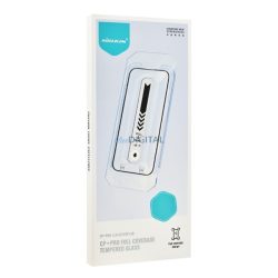   NILLKIN CP+ PRO képernyővédő üveg (2.5D, full glue, UV szűrés, 0.33mm, 9H + segédkeret) FEKETE Apple iPhone 16 5G